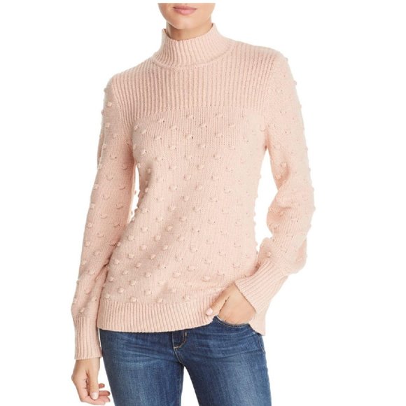 Solid Popcorn Knit Mock Neck Sweater